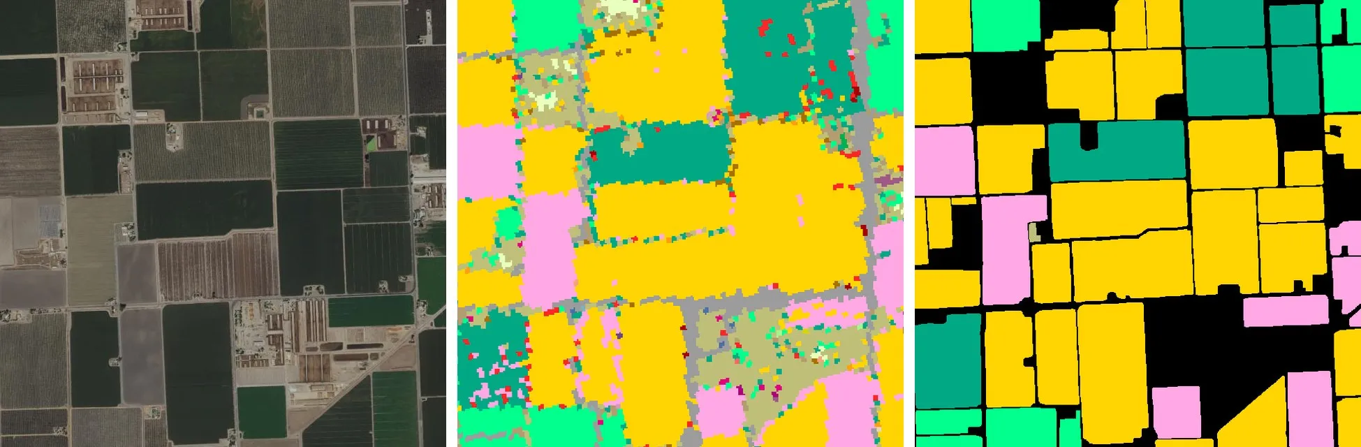 RGB, pixel-centric and field-centric crop mapping of the same area